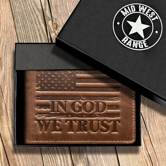 ‘IN GOD WE TRUST’ Blocking & 9 Card Slots Leather Patriotic American Flag Wallet - Picture 12 of 14